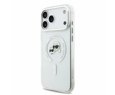 Karl Lagerfeld IML K&CH Heads Metal Frame MagSafe dėklas iPhone 18 Pro Max baltas