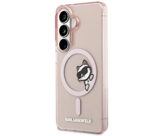 Dėklas Karl Lagerfeld IML Peekaboo Choupette MagSafe Samsung Galaxy S26 rožinės spalvos