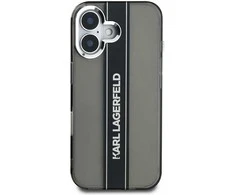 Karl Lagerfeld IML Stripe Logo Apple iPhone 16 dėklas telefonui juodos spalvos