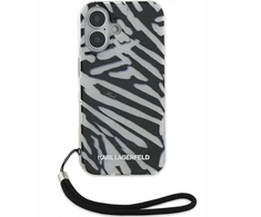 Karl Lagerfeld IML Zebra Pattern &amp; Cord Apple iPhone 16 Case - dėklas telefonui juodos spalvos