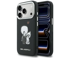 „Karl Lagerfeld“ „Karl &amp; Choupette“ logotipo „MagSafe“ dėklas, skirtas „iPhone 17 Pro Max“ - Juodas