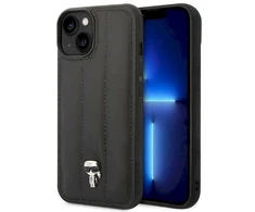 Karl Lagerfeld KLHCP14SPSQPK Apple iPhone 14/ 15 / 13 6,1″ kietas dėklas juodos spalvos Puffy Ikonik Pin
