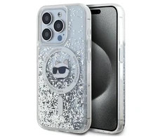 Karl Lagerfeld KLHMP15LLGCHSGH Apple iPhone15 Pro 6.1″ kietas dėklas skaidrus Liquid Glitter Choupette Head