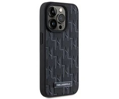 Karl Lagerfeld KLHMP15LPKHPORPK Apple iPhone15 Pro 6.1″ kietas dėklas juodos spalvos Leather Monogram Metal Logo MagSafe