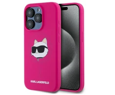 Karl Lagerfeld KLHMP15LSCHPPLF Apple iPhone 15 Pro 6.1″ fuschia kietas dėklas Silicone Choupette Head Mag