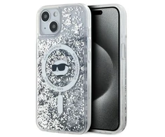 Karl Lagerfeld KLHMP15SLGCHSGH Apple iPhone 15 /14 / 13 6.1″ kietas dėklas skaidrus Liquid Glitter Choupette