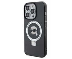 Apple iPhone 15 Pro Max Karl Lagerfeld dėklas Ring Stand Karl Head MagSafe (KLHMP15XHMRSKHK) juodos spalvos