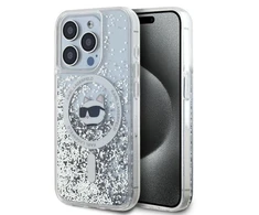 Karl Lagerfeld KLHMP15XLGCHSGH Apple iPhone15 Pro Max 6.7″ kietas dėklas skaidrus Liquid Glitter Choupette H