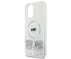 Karl Lagerfeld KLHMP16SLGKISGH Apple iPhone 16 6.1″ kietas dėklas skaidrus Liquid Glitter Karl Head Magsafe