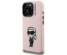 Dėklas Karl Lagerfeld Silicone Karl Sketch MagSafe Case for iPhone 16 Pro - Rožinė