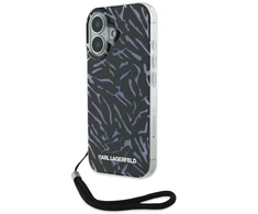 Karl Lagerfeld Zebra With Cord Apple iPhone 16 Case - dėklas telefonui violetinės spalvos