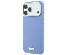 Lacoste PU odos Champs Elysees auksinio logotipo MagSafe dėklas, skirtas iPhone 18 Pro Max, mėlynas
