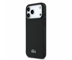 Lacoste PVC Iconic Petit Pique Metal Logo MagSafe Dėklas iPhone 18 Pro Max Juodas
