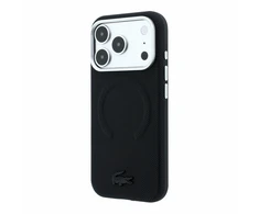 Lacoste PVC Petit Pique Semi Wrap Embossed MagSafe Dėklas skirtas iPhone 18 Pro Max juodos spalvos
