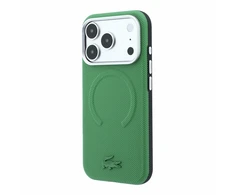 Lacoste PVC Petit Pique Semi Wrap Embossed MagSafe Dėklas skirtas iPhone 18 Pro Max Estragon