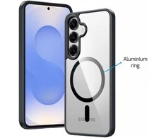 SWISSTEN skaidrus želė MagStick metalinis dėklas, skirtas Samsung Galaxy S26 5G, juodas