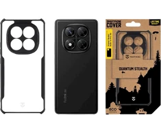 Tactical Quantum Stealth dėklas skirtas Xiaomi Redmi Note 14 Pro 5G skaidrus ir juodos spalvos