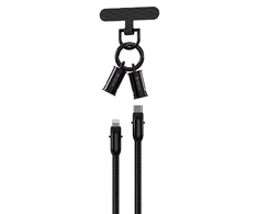 Devia kabelis lanyard 2in1 PD USB-C - Lightning 1,2 m 27W juodos spalvos