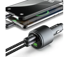 Devia automobilinis įkroviklis Extreme Metal PD QC 116W 1x USB 2x USB-C juodos spalvos