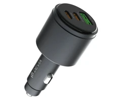 Devia automobilinis įkroviklis Extreme Metal PD QC 116W 1x USB 2x USB-C juodos spalvos