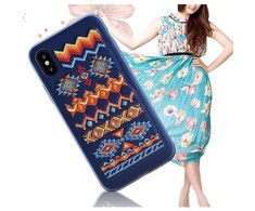 Dėklas Devia Flower Embroidery Bohemian Silicone Back Case For Apple iPhone X / XS Mėlyna