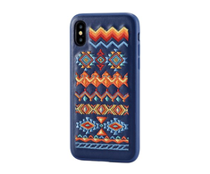 Dėklas Devia Flower Embroidery Bohemian Silicone Back Case For Apple iPhone X / XS Mėlyna