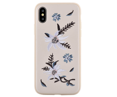 Dėklas Devia Flower Embroidery Jalam Silicone Back Case For Apple iPhone X / XS Baltas