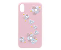 Dėklas Devia Flower Embroidery Lanya Silicone Back Case For Apple iPhone X / XS Rožinė
