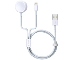 Devia kabelis 2in1 Smart EA199 USB - Lightning baltos splvos su indukciniu pakroveju Apple Watch
