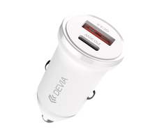 Devia car charger Smart Mini PD QC 3.0 30W 1x USB 1x USB-C baltas