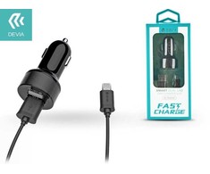 Devia Smart Series Premium automobilinis įkroviklis 2 x USB 2.4A + Micro USB laidas 1m Juodas