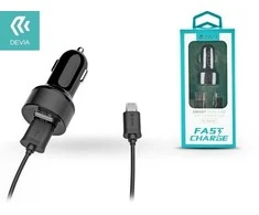 Devia Smart Series Premium automobilinis įkroviklis 2 x USB 2.4A + Micro USB laidas 1m Juodas