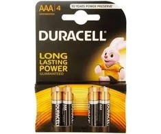 Duracell AAA MN2400 Alkaline LR03 1.5V Batteries 4pcs