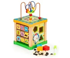 Cube Medinis rūšiuotojas lavinantis kubas + lenta mula Ecotoys