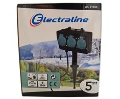 Electraline Į žemę įsmeig. elektros lizdas 3-viet./3x1mm2 /5m juodas/žalias