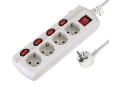 Electraline Ilgintuvas su įžeminimu ir jungikliu 4-viet./3x1mm2 /1.5m baltas