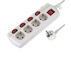 Electraline Ilgintuvas su įžeminimu ir jungikliu 4-viet./3x1mm2 /1.5m baltas