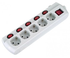 Electraline Ilgintuvas su įžeminimu ir jungikliu 5-viet./3x1mm2 /1.5m baltas