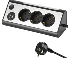 Ilgintuvas su įžeminimu/LED/2 USB lizdais Electraline 3-v./1.5m/3x1.5mm2