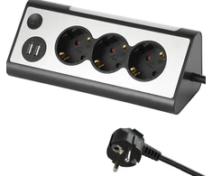 Ilgintuvas su įžeminimu/LED/2 USB lizdais Electraline 3-v./1.5m/3x1.5mm2