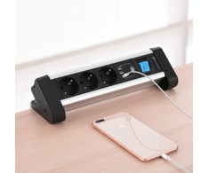Ilgintuvas su įžeminimu/jungikliu/2 USB lizdais Electraline 3-viet./2m/3x1.5mm2
