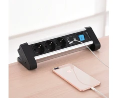 Ilgintuvas su įžeminimu/jungikliu/2 USB lizdais Electraline 3-viet./2m/3x1.5mm2