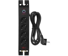 Ilgiklis su apsauga nuo viršįtampių (1800J) 4 lizdų, 2m, TV antenos (IEC) apsauga, juodas EMOS