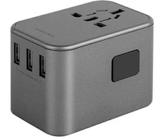 ENERGEA Laidinis įkroviklis 3xUSB + 2xUSB-C PD-PPS-QC 3.0 35.5W 3A2C 4-in-1 Adapteris US/AU/EU/UK Gunmetal Tr