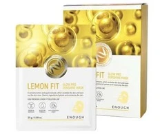 ENOUGH Lemon Fit Glow Sunshine Mask - lakštinė veido kaukė su citrinų ekstraktu ir vitaminu C, 1vnt.