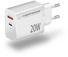 Esperanza EZC105W mains charger 20W Baltas