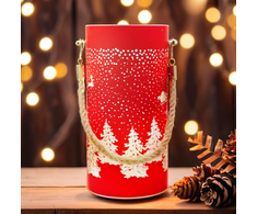 Kalėdinis stiklas Lantern FCL-10 raudonai auksinis L Forever Light