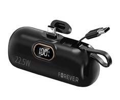 Telforceone Forever mini power bank MTB-100 22.5W 5000 mAh USB C juodos spalvos