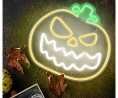 TelForceone Neoninis PLEXI LED ANGRY PUMPKIN geltonas baltas FPNE14"Forever" šviesiai