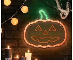 Neon PLEXI LED Moliūgas su kotu oranžinė žalia NNE13 Neolia